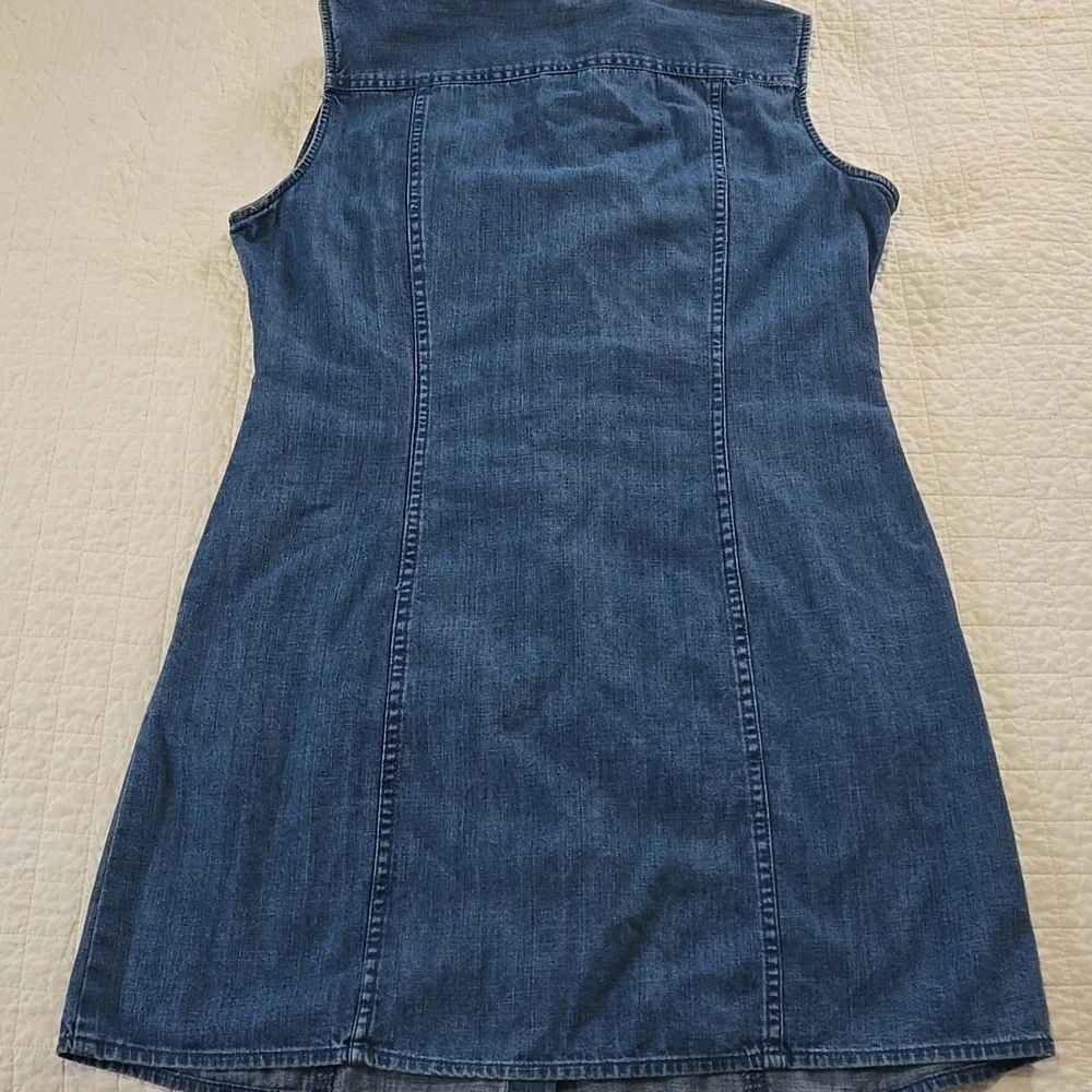 Banana Republic New With Tags Seamed Denim Midi Dress Pockets Medium Sleeveless - Picture 8 of 9
